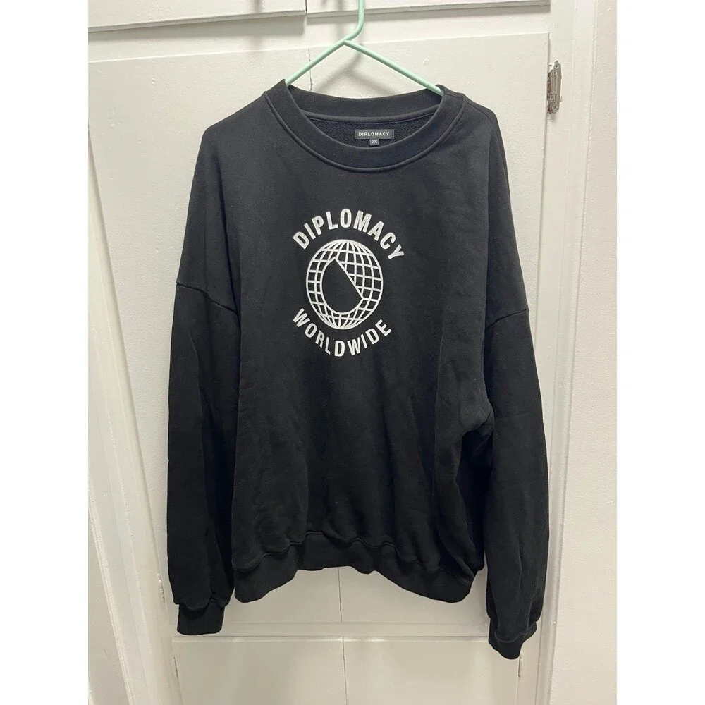 Diplomacy Worldwide Sweatshirt Mens Size XXL 100% Cotton Heavyweight Pullover